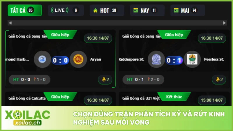 Chọn đúng trận phân tích kỹ và rút kinh nghiệm sau mỗi vòng